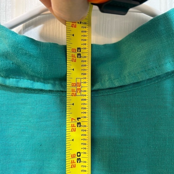 Men's 100% Linen Button Front Shirt Casual Single Breast Pocket Long Sleeve Sz L - Picture 5 of 5